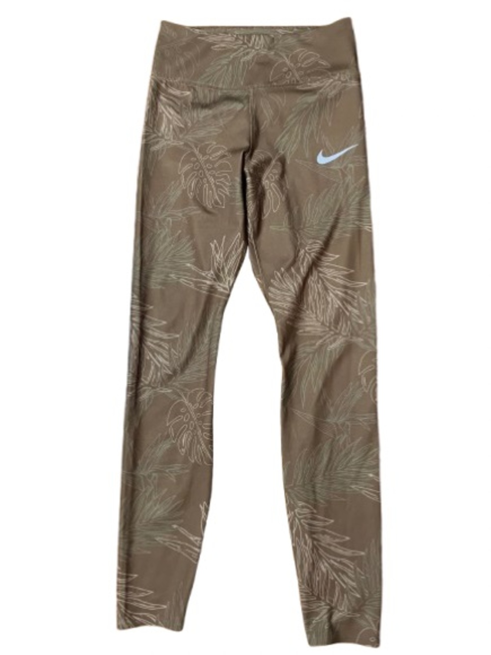 Nike Dri Fit Botanical Print Brown Athletic Leggings Size XS